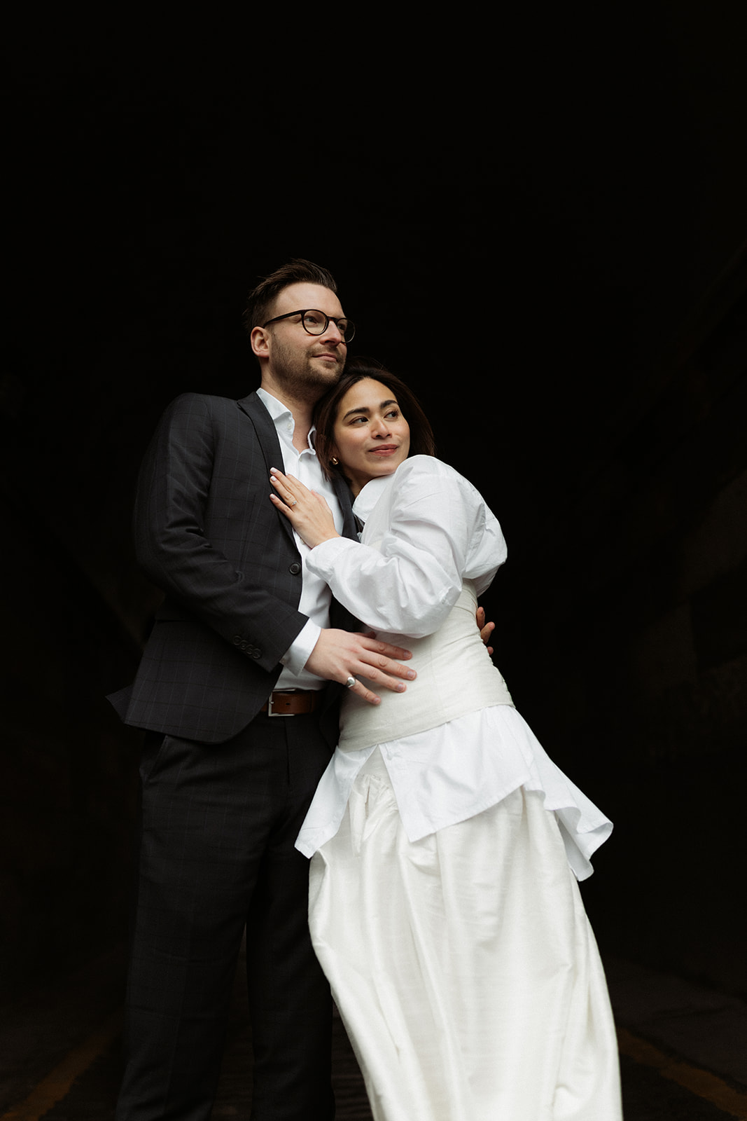 Intimate documentary engagement session of a couple walking together through Edinburgh’s romantic streets.