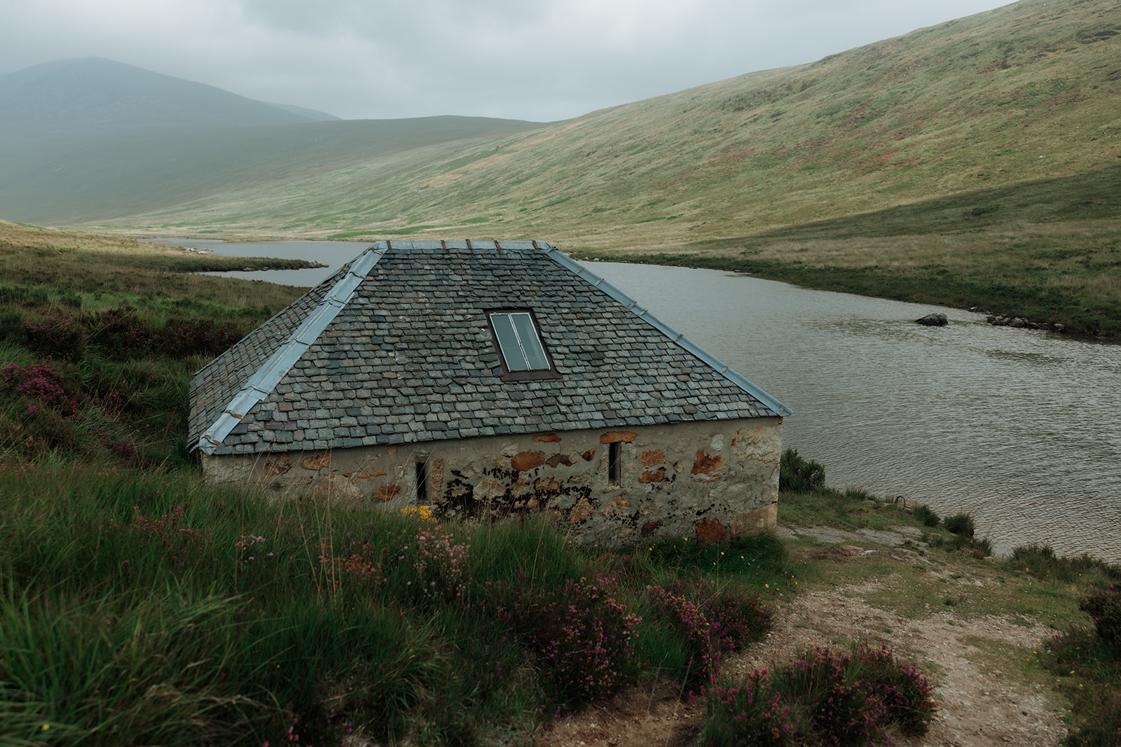 Stone boathouse beside Loch Iorsa on the Dougarie Estate, Isle of Arran.